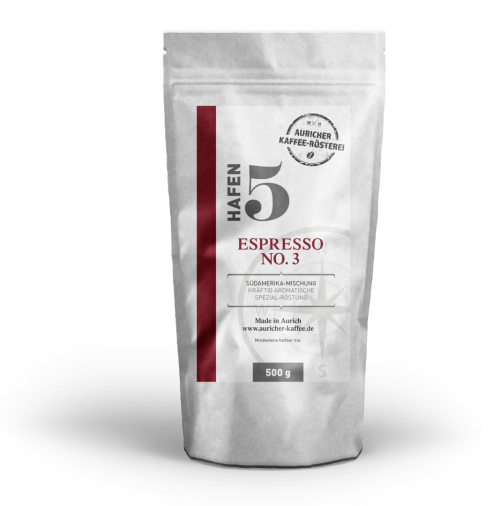 Espresso No 3, 500 Gramm Hafen 5 ganze Bohnen